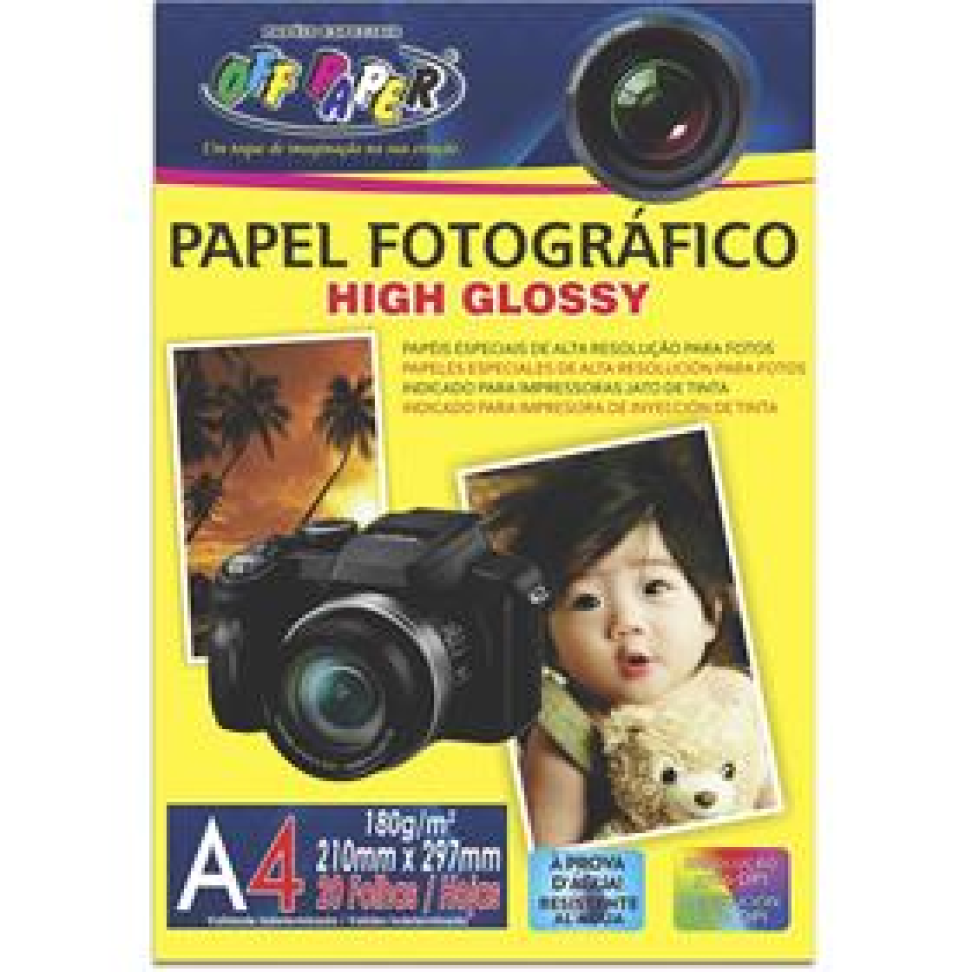 Papel Fotográfico Inkjet A4 High 180 g - Off Paper PCT.C/20