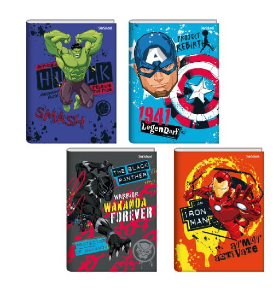 Caderno 1/4 StarSchool Costurado Capa Dura Disney Avengers 80 Folhas