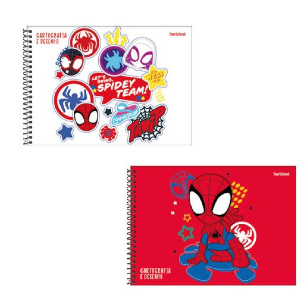 Caderno Cartografia e Desenho StarSchool Espiral Capa Dura Disney Spider-Man 80 Folhas