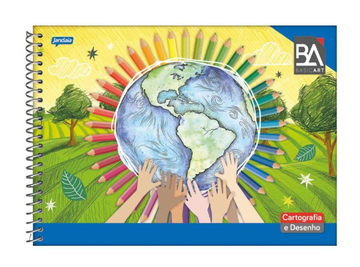 Caderno Espiral 48 Folhas Capa Flexivel Cartografia Basic Art Jandaia