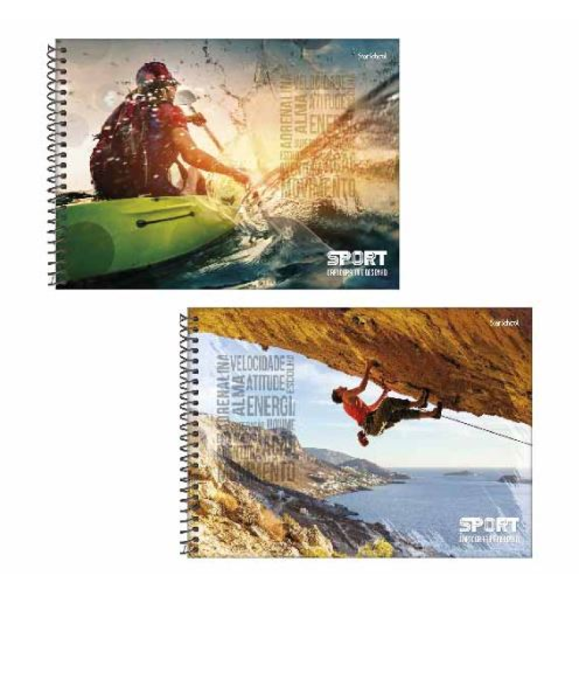 Caderno Cartografia e Desenho StarSchool Espiral Capa Dura Sport 80 Folhas