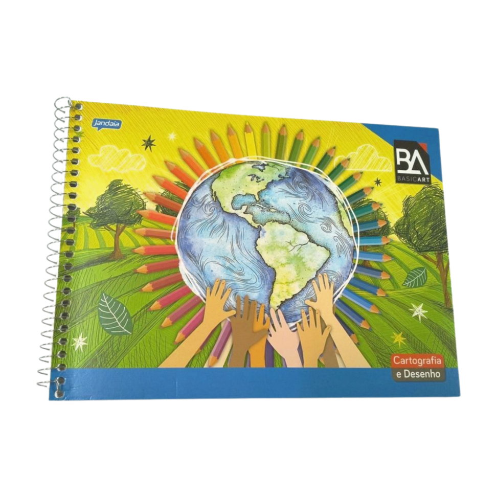 Caderno Cartografia e Desenho Capa Dura 48 Folhas JANDAIA