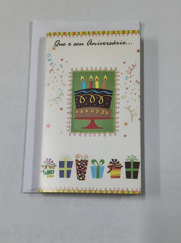 Que o seu Aniversário seja Alegre (Parabéns) 7,5 largura dobrado x 13 altura