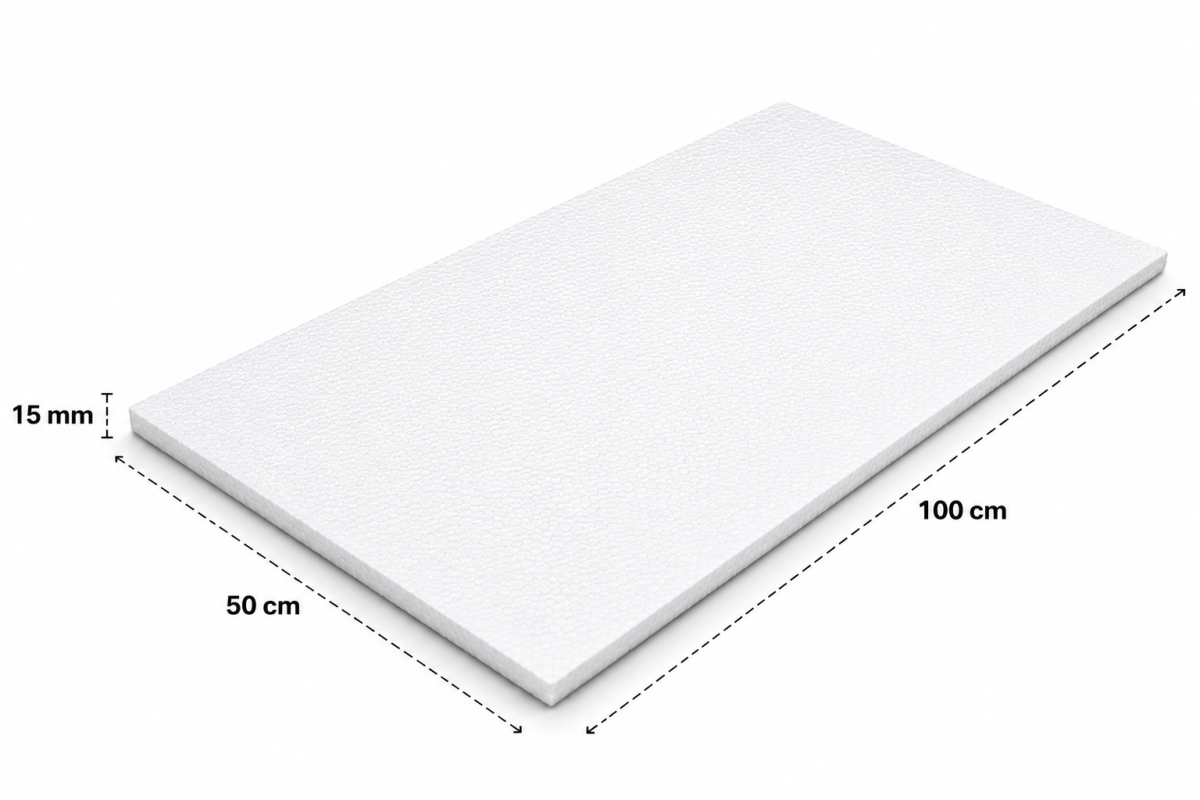 PLACA DE ISOPOR 15 CM- ALT X 50CM-lARG X 1METRO COMP