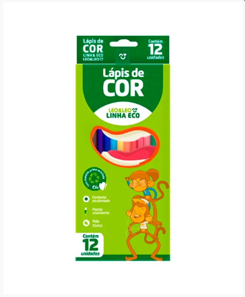 Lápis De Cor 12 Cores Eco Sextavado Leo e Leo