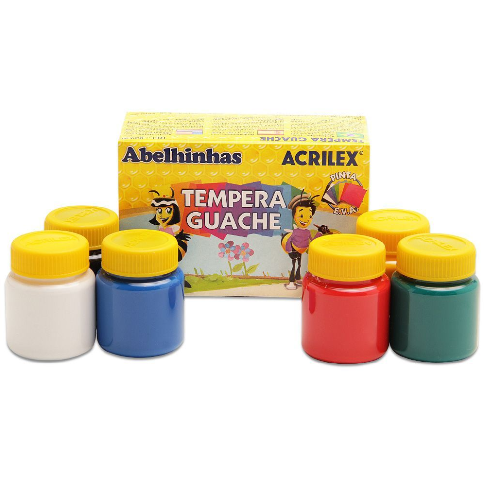 Tinta Guache 6 cores  Acrilex