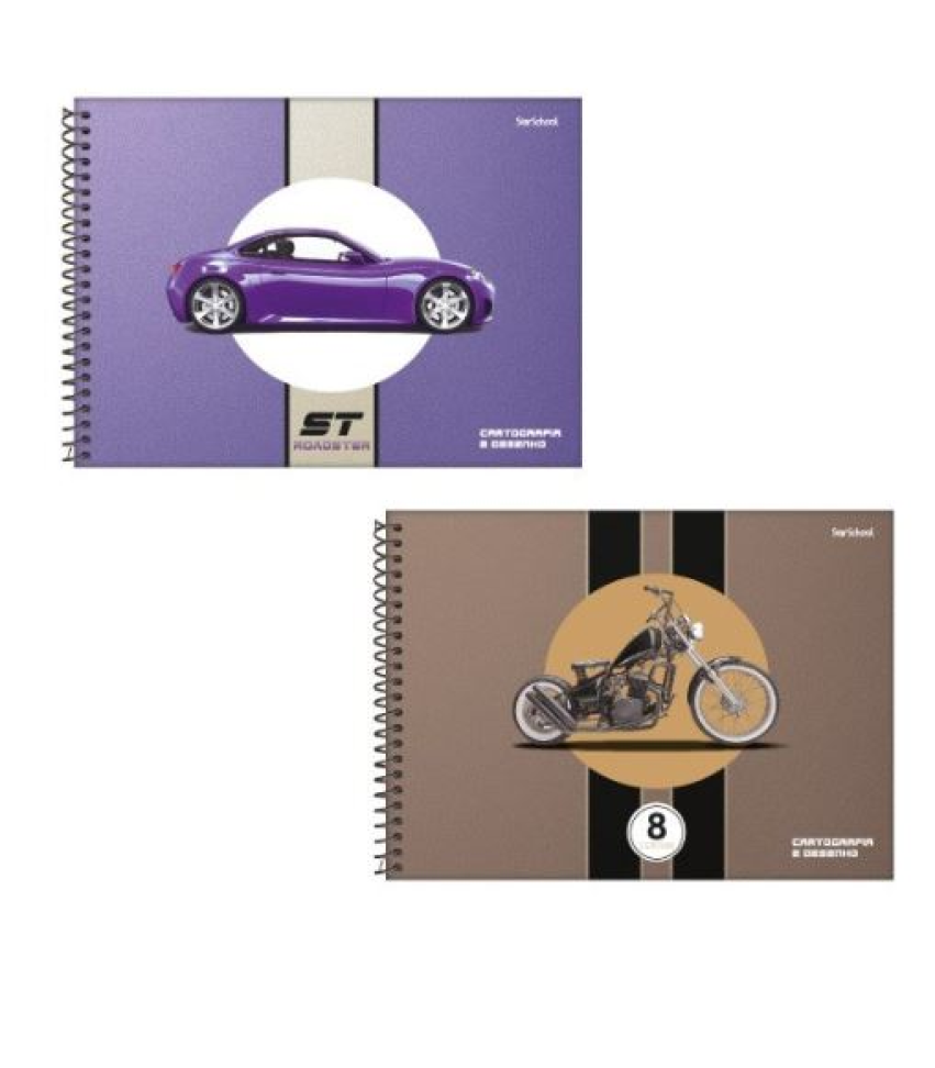 Caderno Cartografia e Desenho StarSchool Espiral Capa Dura Cars 80 Folhas