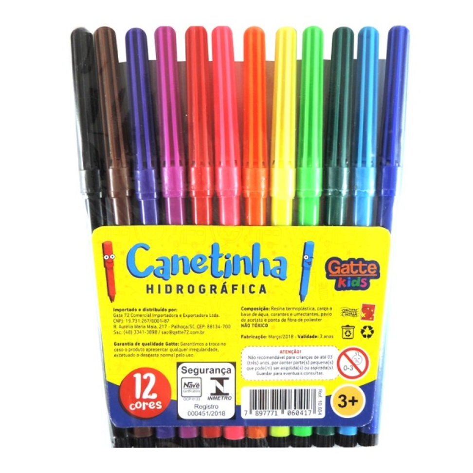 Caneta Hidrográfica Hidrocor Kids 12 Cores - Make+
