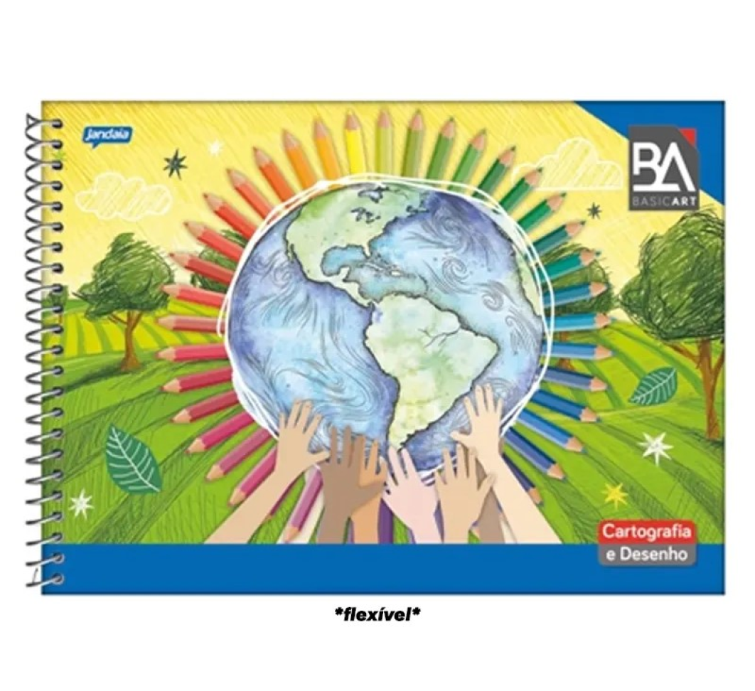 Caderno Espiral Flexível Cartografia e Desenho C/96 Folhas Basic Art – Jandaia