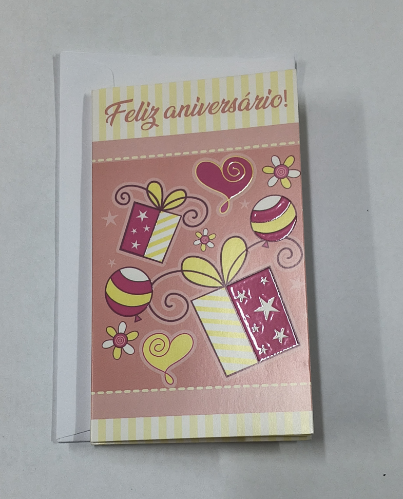 Cartão Feliz Aniversário 7,5 largura dobrada x13 altura