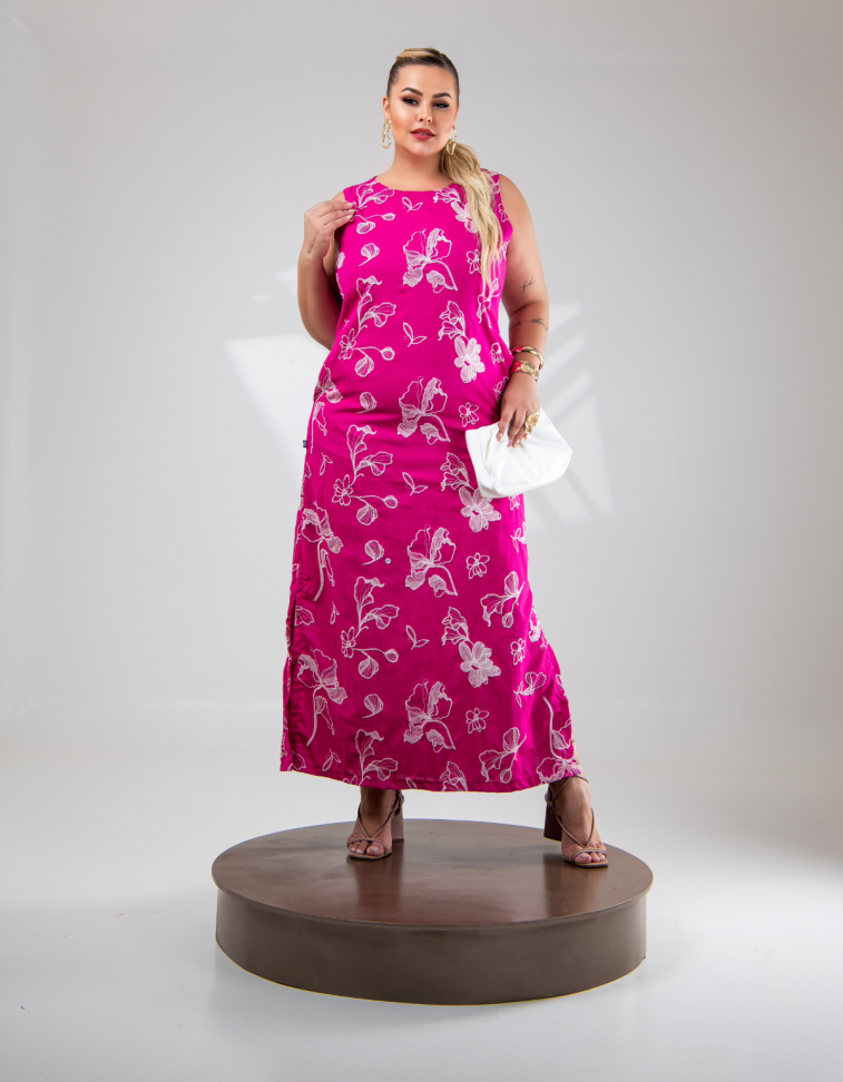 Vestido c/ Bolso Ref: 480 | Linho Bordado