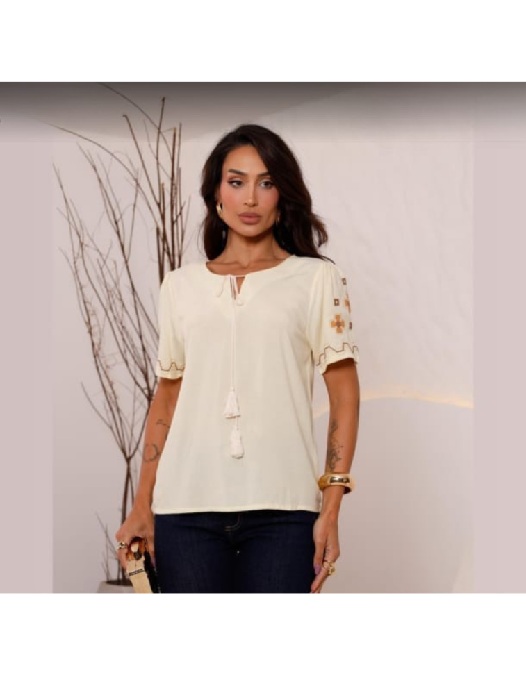 Blusa Viscolinho Bordada Ref: 29254