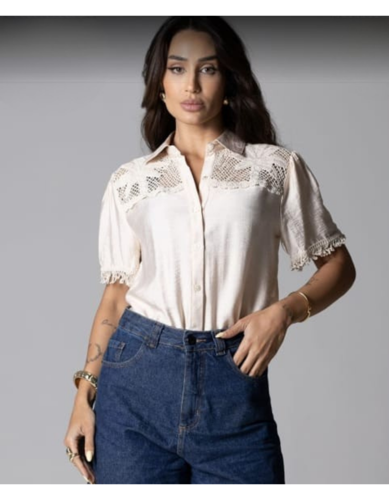 Blusa Viscolinho Bordada Ref: 31207
