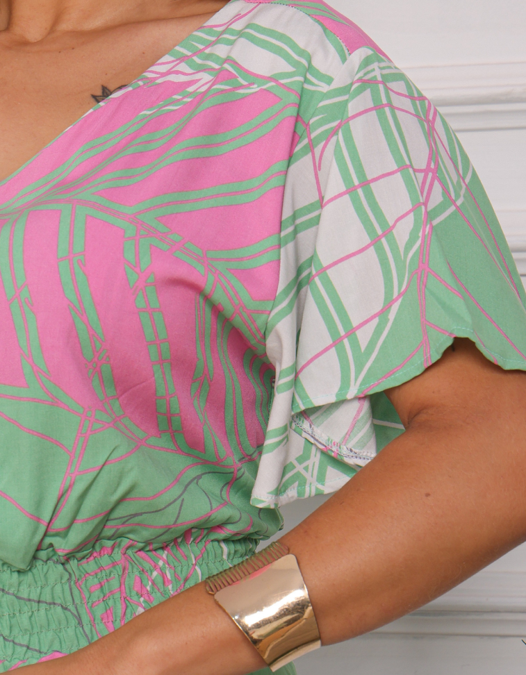Vestido Viscose Forrado Cós c/ Lastex Ref: 577