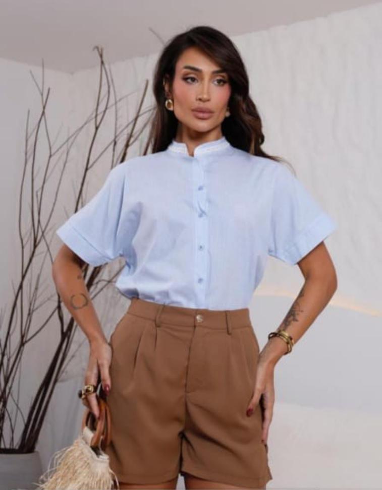 Camisa Tricoline Botão Ref: 28394