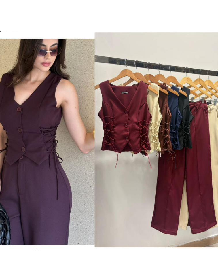 Conjunto Calça e Colete Alfaiataria Ref: 1465k