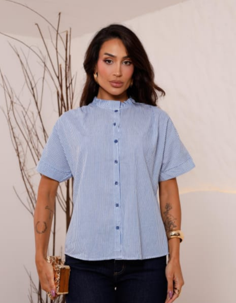 Blusa de Botão Listrada Ref: 28392