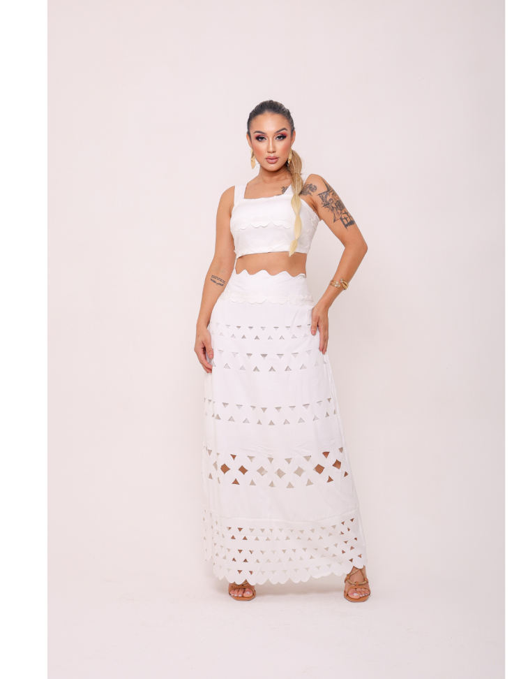 Conjunto Cropped e Saia Ref: 8071