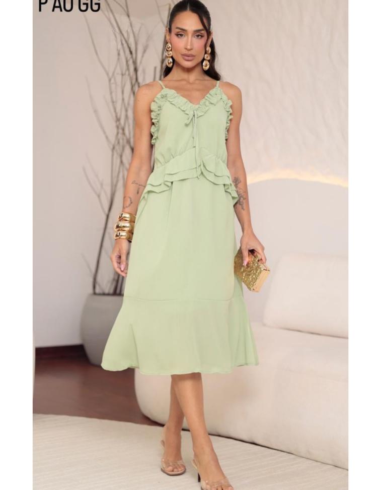 Vestido Forrado Chiffon c/ Lastex Costas Ref: 33129