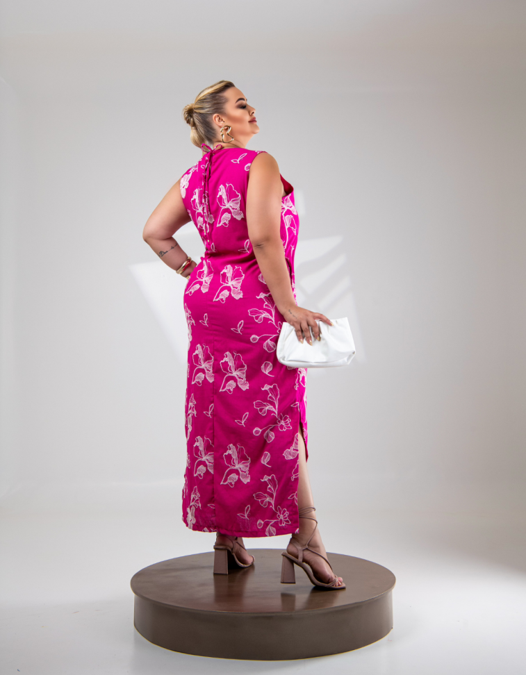Vestido c/ Bolso Ref: 480 | Linho Bordado