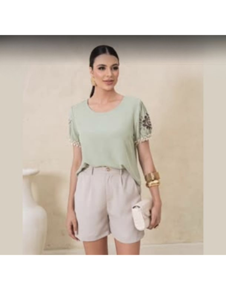 Blusa Viscolinho Bordada Ref: 31216
