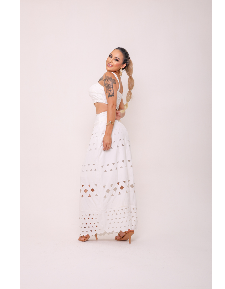 Conjunto Cropped e Saia Ref: 8071