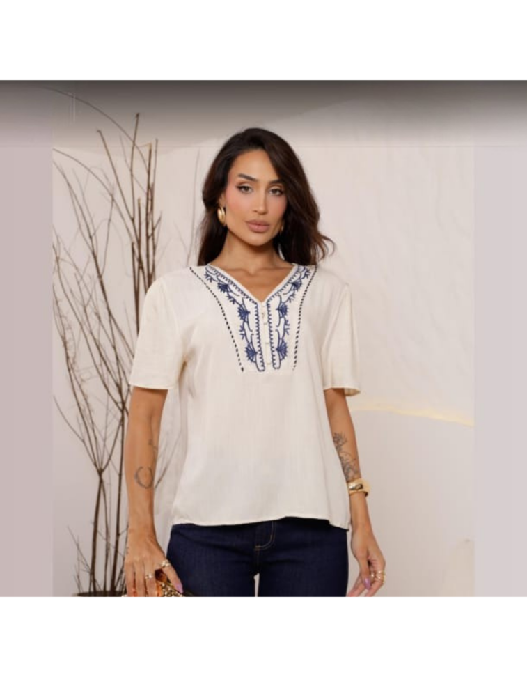 Blusa Viscolinho Bordada Ref: 31142