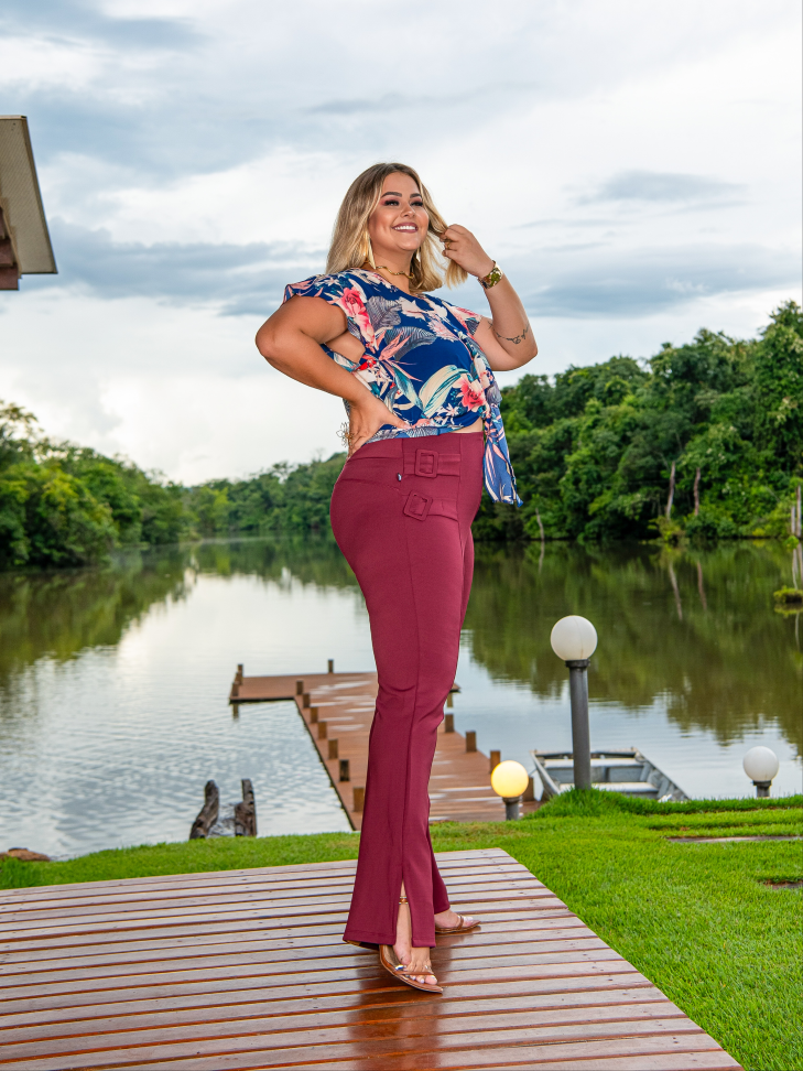 Calça Flare c/ Fivela e Fenda Ref: 2301 - #5