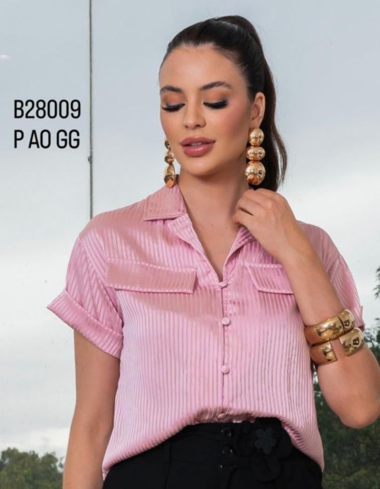 Camisa c/ Botão Encapado Ref: 28009