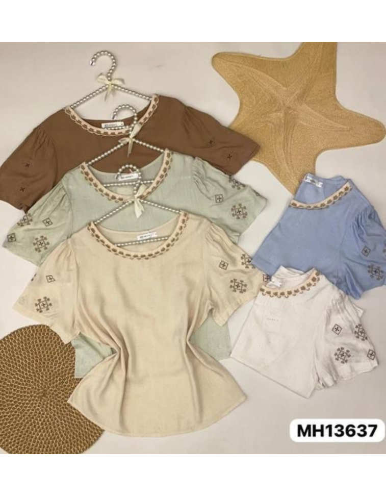 Blusa Viscolinho Bordada Ref: 13637