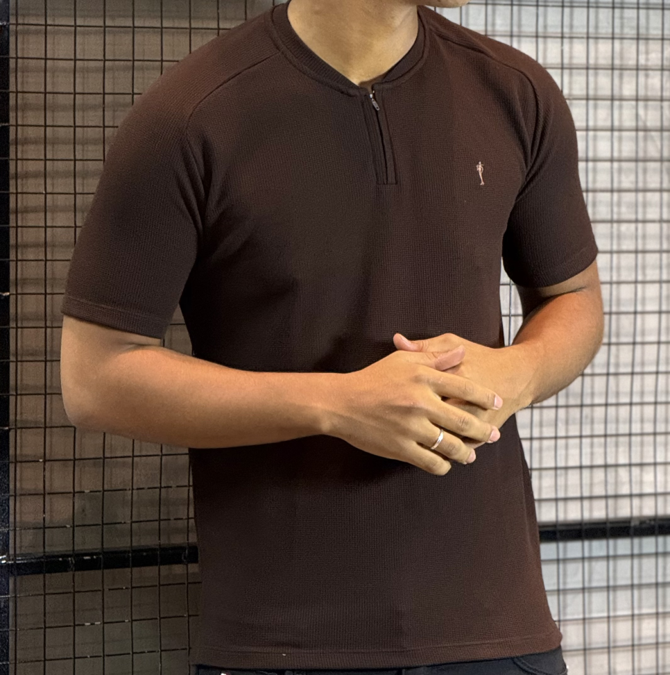 Camiseta gola padre Zip Off P