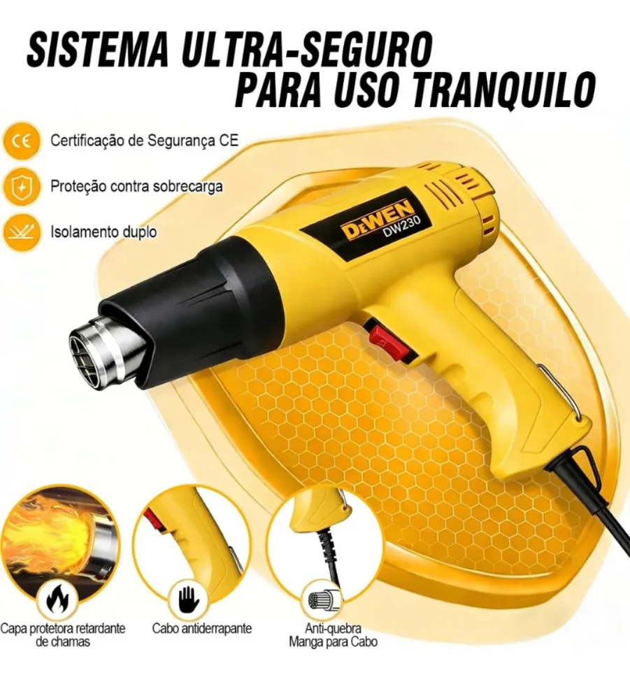 SOPRADOR TÉRMICO DeWEN. 2 ESTAGIOS 2000w 50-550 °c 110V. - #4
