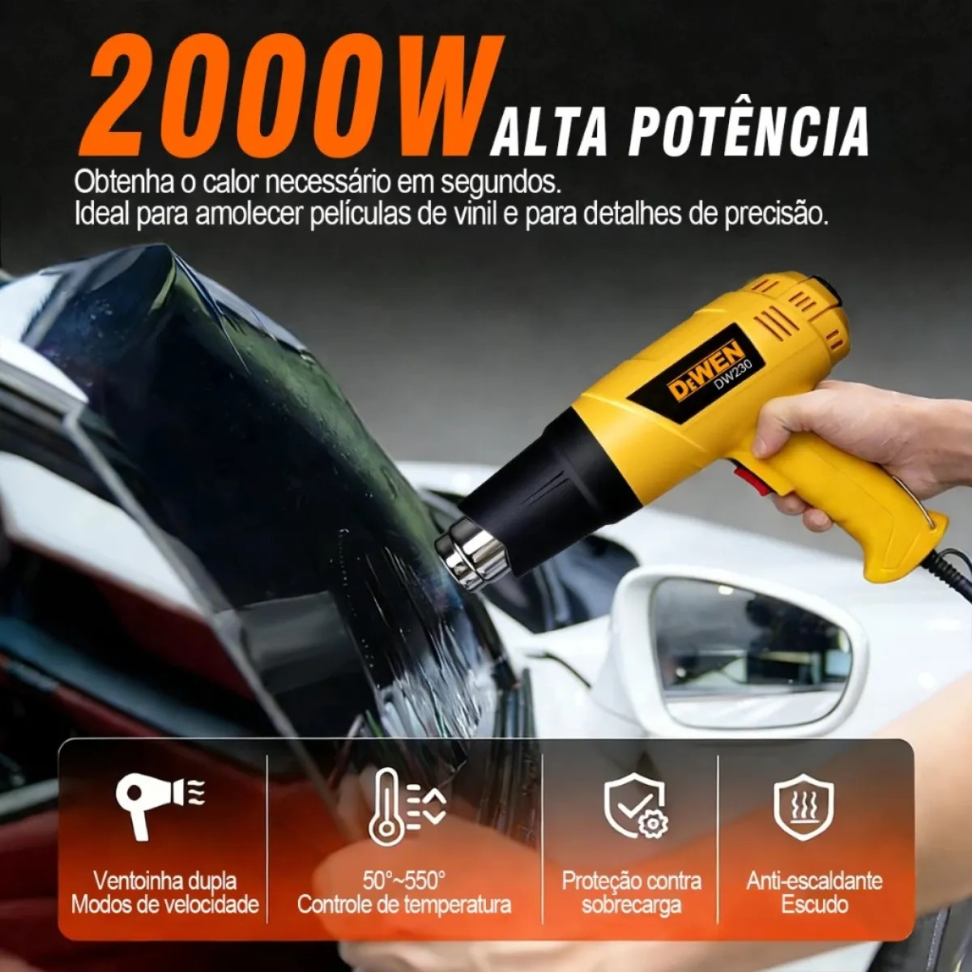 SOPRADOR TÉRMICO DeWEN. 2 ESTAGIOS 2000w 50-550 °c 110V. - #3