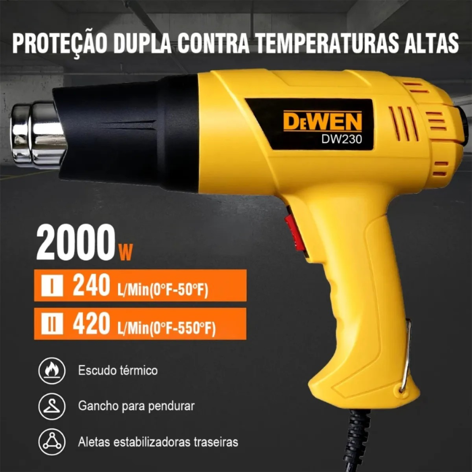SOPRADOR TÉRMICO DeWEN. 2 ESTAGIOS 2000w 50-550 °c 110V. - #2