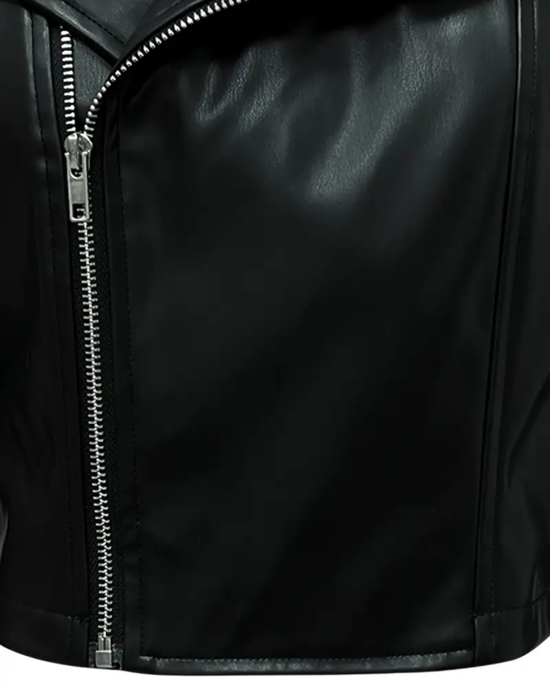 JAQUETA DE COURO SINTÉTICO COM ZIPER FEMININO. - #5