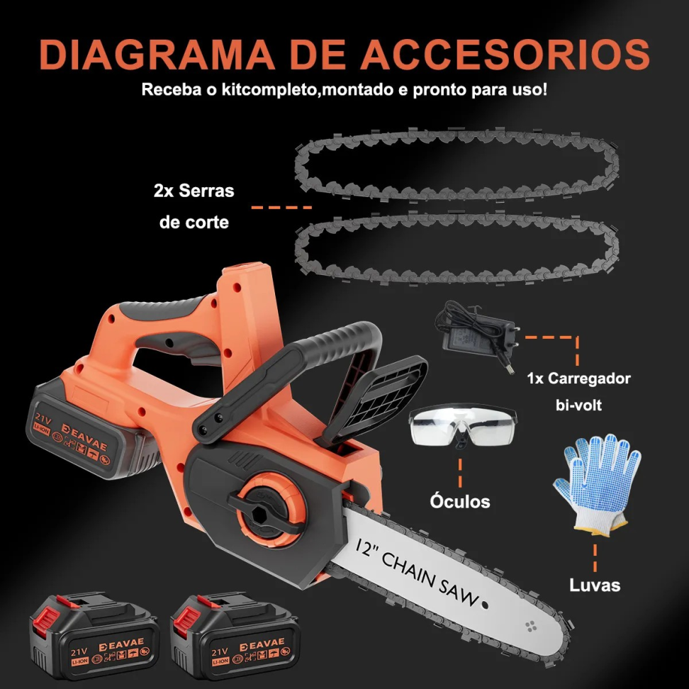 MOTOSSERRA À BATERIA 12 POLEGADAS (30CM) ACOMPANHA 2 BATERIAS, ÓCULOS E LUVA.. - #2