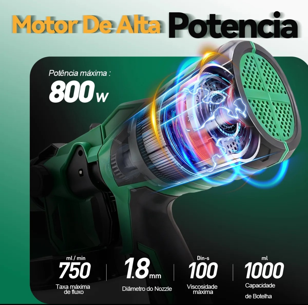 PULVERIZADOR DE TINTA SEM FIO PISTOLA DE PINTURA 20V COM 2  BATERIAS. - #7