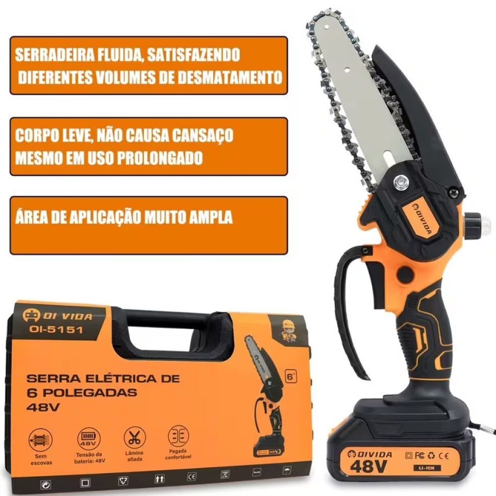 MINI MOTOSSERRA 48V 6 POLEGADAS COM 2 BATERIAS. - #3