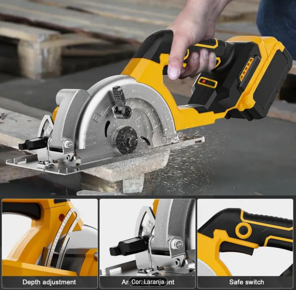 SERRA MÁRMORE COM 2 BATERIAS 125MM.+ 2 SERRAS 5 POLEGADAS. (mármore/metal/madeira/) - #6