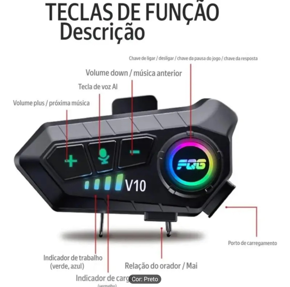 FONE DE OUVIDO PARA CAPACETE DE MOTO BLUETOOTH CELULAR/CARONA. - #2