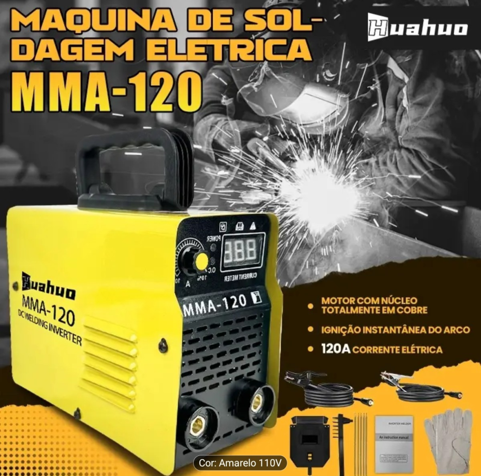MÁQUINA INVERSORA SOLDA MMA-120  110/220V + ACESSÓRIOS. - #3