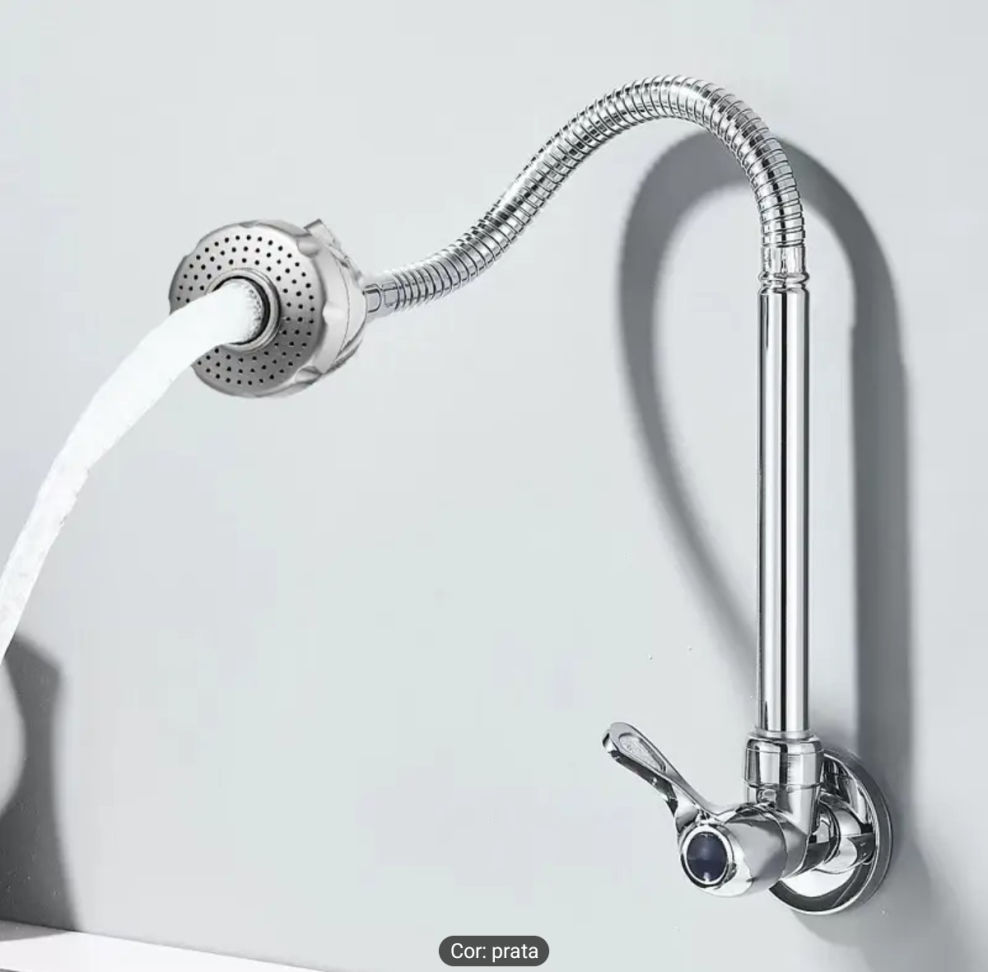 TORNEIRA PIA PAREDE FLEXÍVEL CHUVEIRINHO 2 ESTAGIOS PEGADOR CHATO. - #3