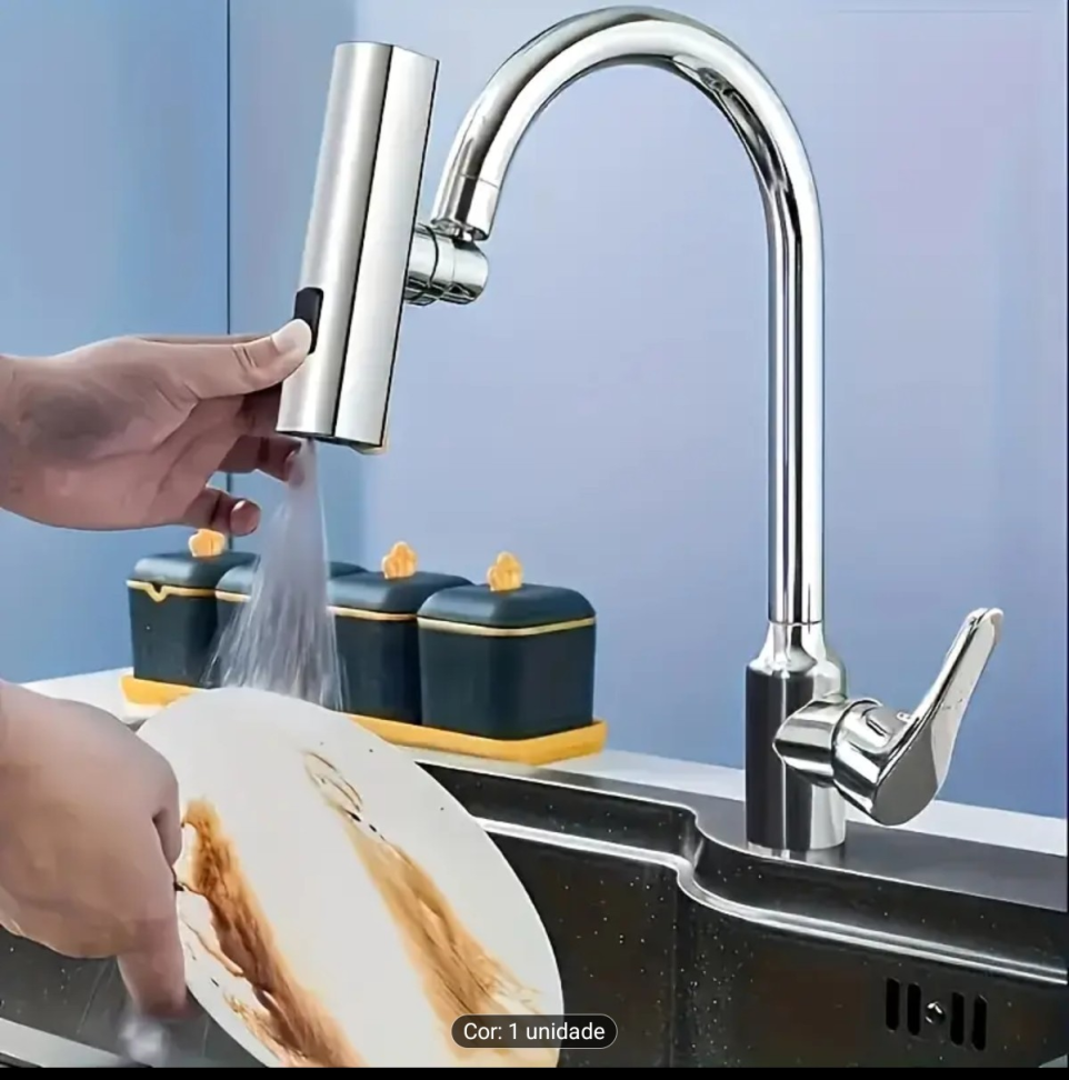 TORNEIRA DE PIA BANCADA CASCATA 3EM1 ROTATIVA 360° 3 FLUXOS DE ÁGUA. - #4