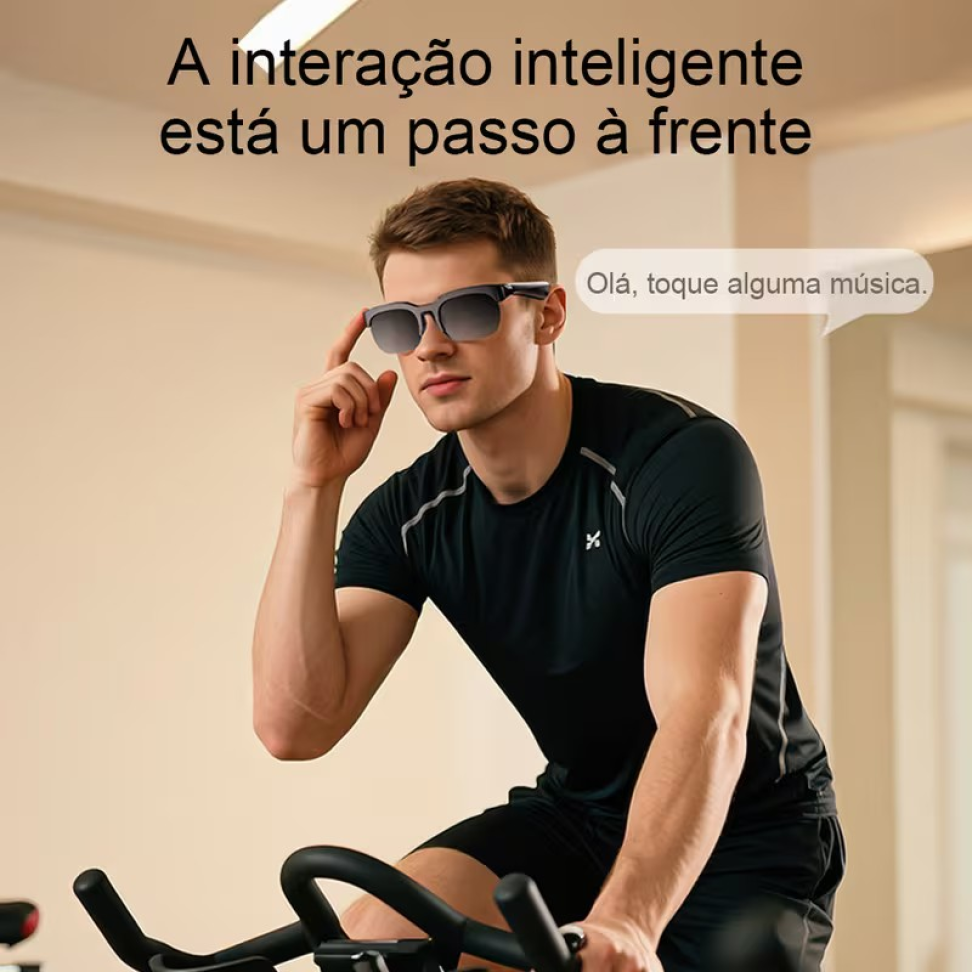 ÓCULOS INTELIGENTE COM FONE DE OUVIDO SEM FIO. chamada, música, controle remoto para fotos e assistente de voz. - #3