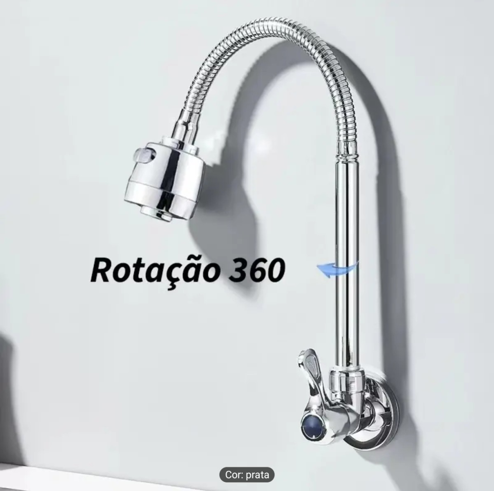 TORNEIRA PIA PAREDE FLEXÍVEL CHUVEIRINHO 2 ESTAGIOS PEGADOR CHATO. - #5