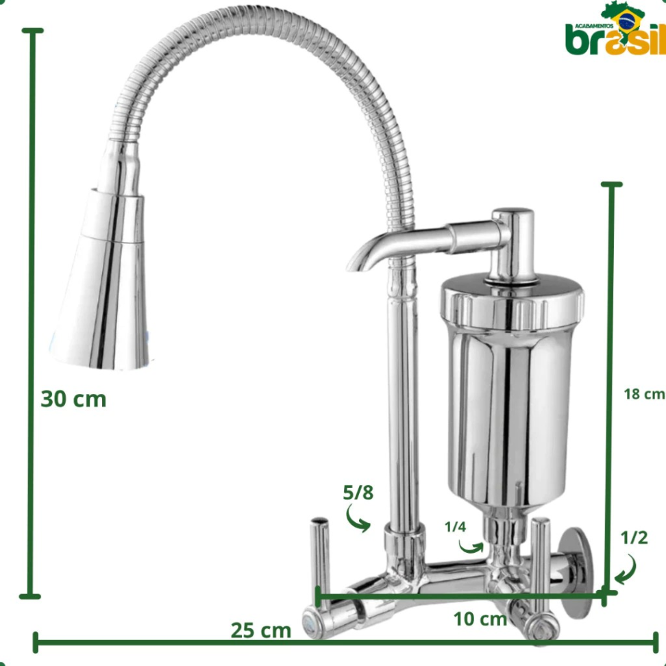 TORNEIRA FILTRO PAREDE TUBO INOX FLEXÍVEL. - #3