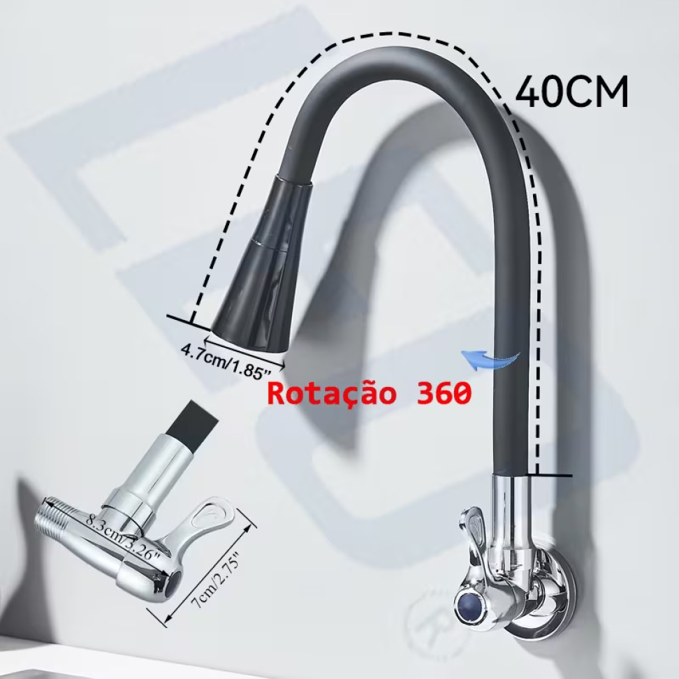 TORNEIRA COZINHA PAREDE PRETA FLEXÍVEL DUPLO JATO 1/4 DE VOLTA. - #5