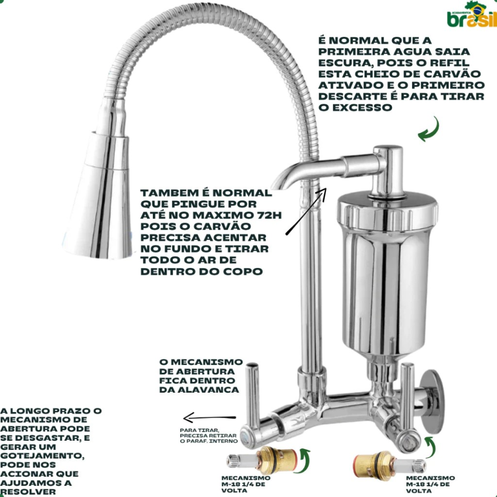 TORNEIRA FILTRO PAREDE TUBO INOX FLEXÍVEL. - #2