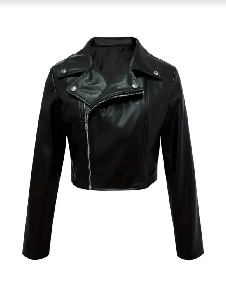 JAQUETA DE COURO SINTÉTICO COM ZIPER FEMININO. - #3