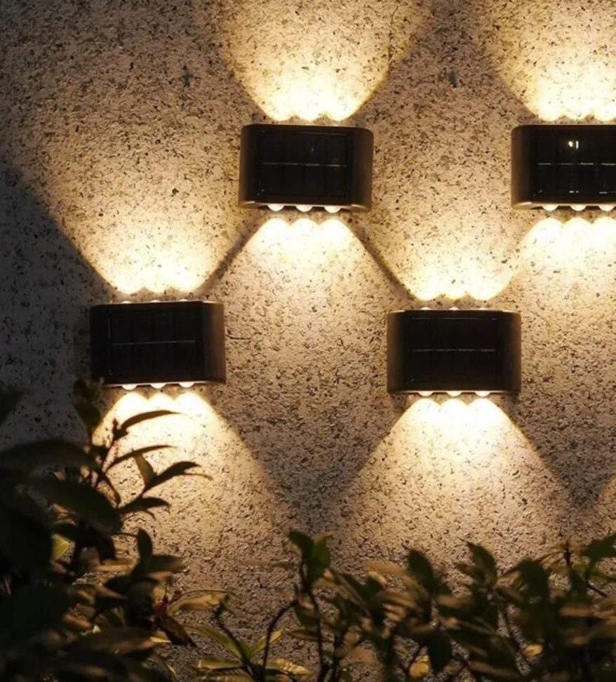 ARANDELA MURO SOLAR COM FOTOCÉLULAS CAIXA COM 2 UNIDADES. ACENDE AUTOMATICAMENTE. - #1